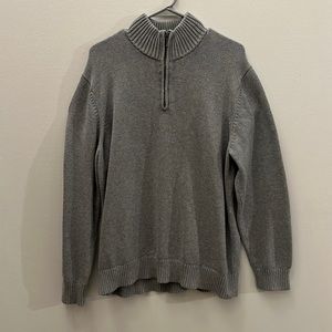 crew neck zip up sweater grey size XL
